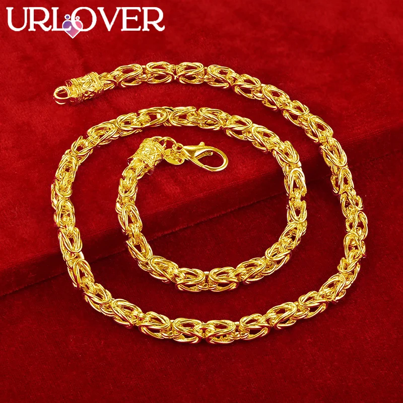 URLOVER 18K Gold Necklace For Woman Men Hip Hop Keel Chain Necklaces Fashion Party Wedding Engagement Birthday Charm Jewelry