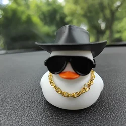 1PC Cool Cowboy Hat Duck Car Decoration Rearview Mirror Decoration