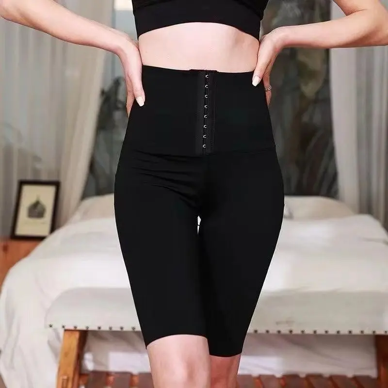 하이웨이스트 요가 팬츠 여성용 스킨 디자인 티쿼터 길이 부팅 팬츠 여름용 얇은 바지
