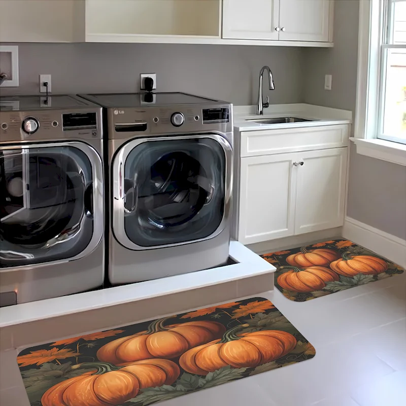VIKAMA Halloween Pumpkin Printed Carpet, Entrance Noise Reduction Carpet, Kitchen Non slip Floor Mat, Home Decoration