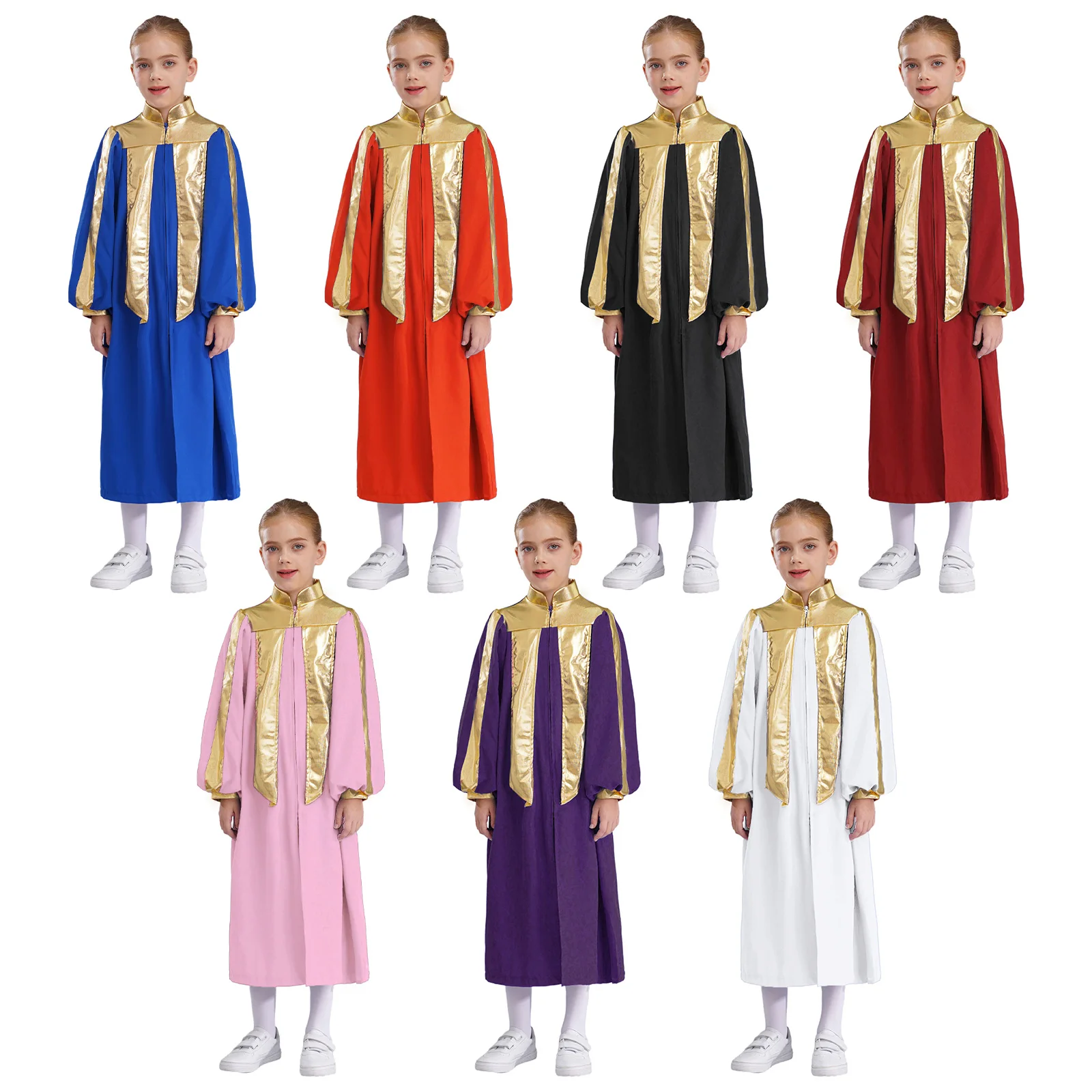 Boys Girls Choir Robe for Church Baptism Officiant Confirmation Costume School Graduation Gown Judge Halloween Cosplay Dress Up