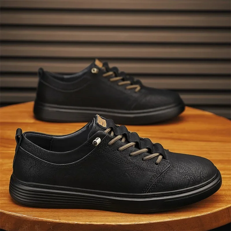 

2024 New Leather Casual Shoes Men's Black Jogging Shoes Men's Office Dress Shoes