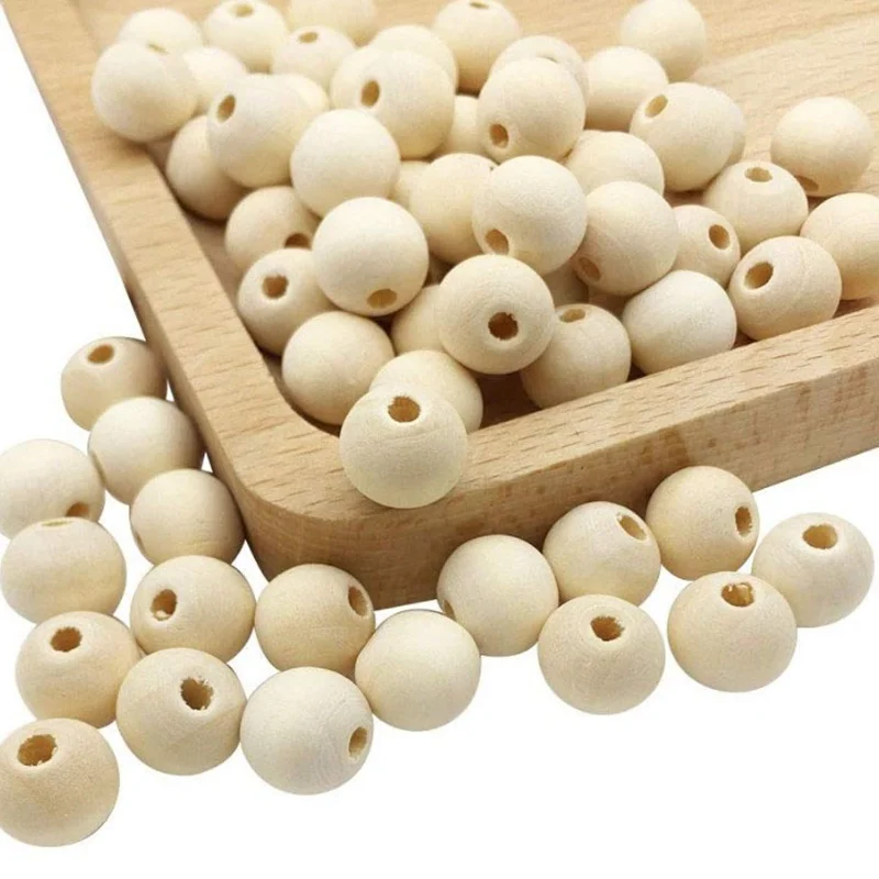 Natural Round Wooden Beads Crafts Jewelry Making Wooden Beads Round Conectors Macrame DIY Wedding Party Home Decor Accessories