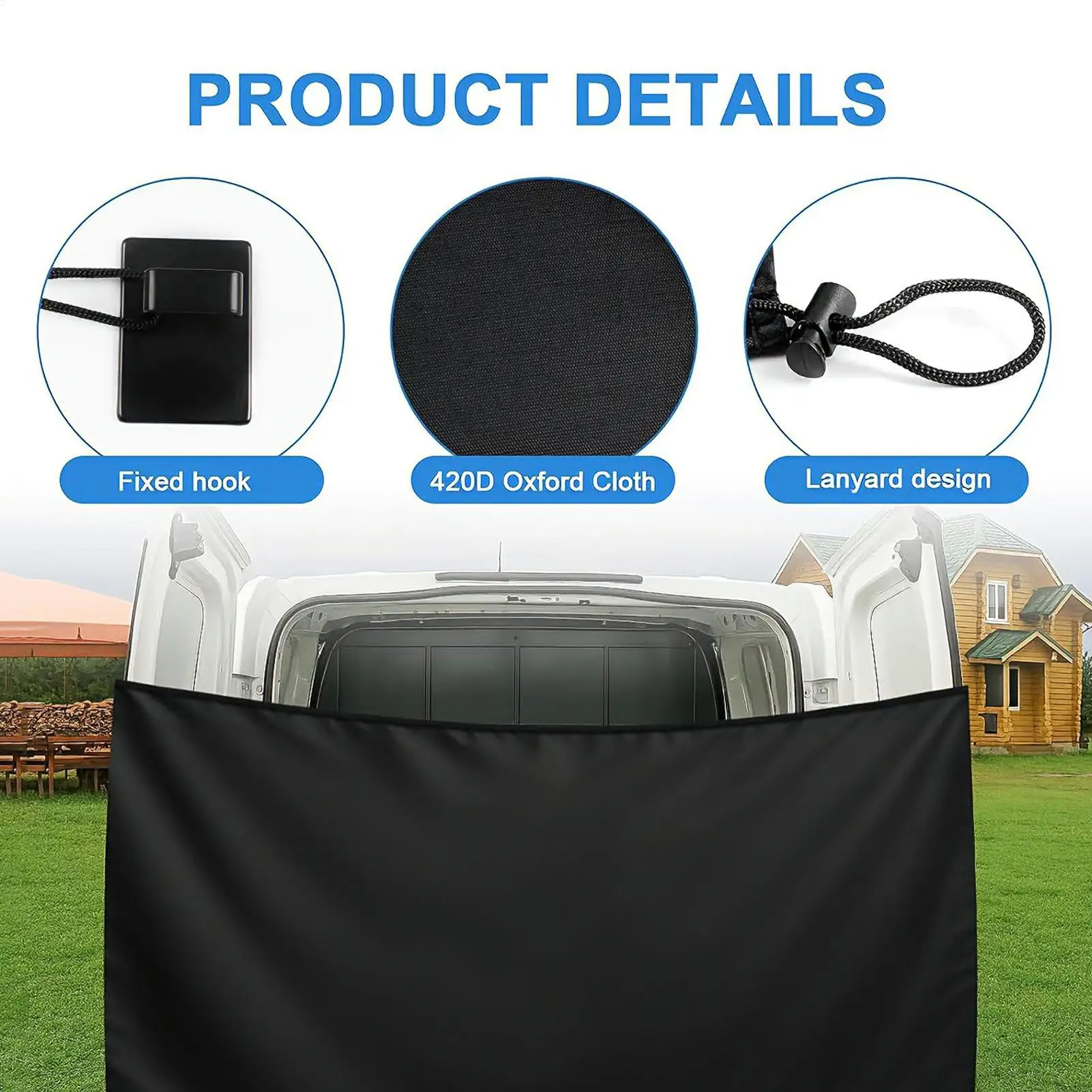 Tenda per porta posteriore per camper, magnetica, impermeabile, regolabile, per privacy, con ganci magnetici, per camion, SUV, roulotte, viaggi all'aperto