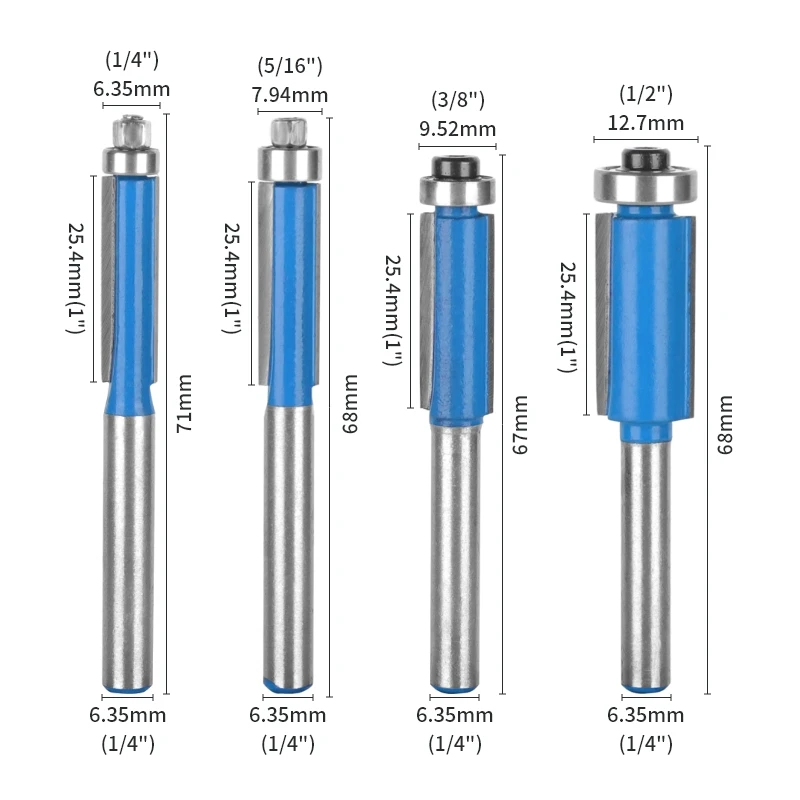 YUSUN Flush Trim Bit Router Bit Woodworking Milling Cutter For Wood Bit Face sh TriMill Tools Carbide Cutter End Mill