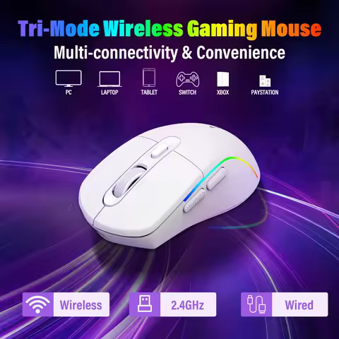 E-YOOSO Tri-Mode Wireless Gaming Mouse 4000 DPI RGB Backlit Rechargeable 2.4G/Bluetooth/Wired Ergonomic for PC Laptop