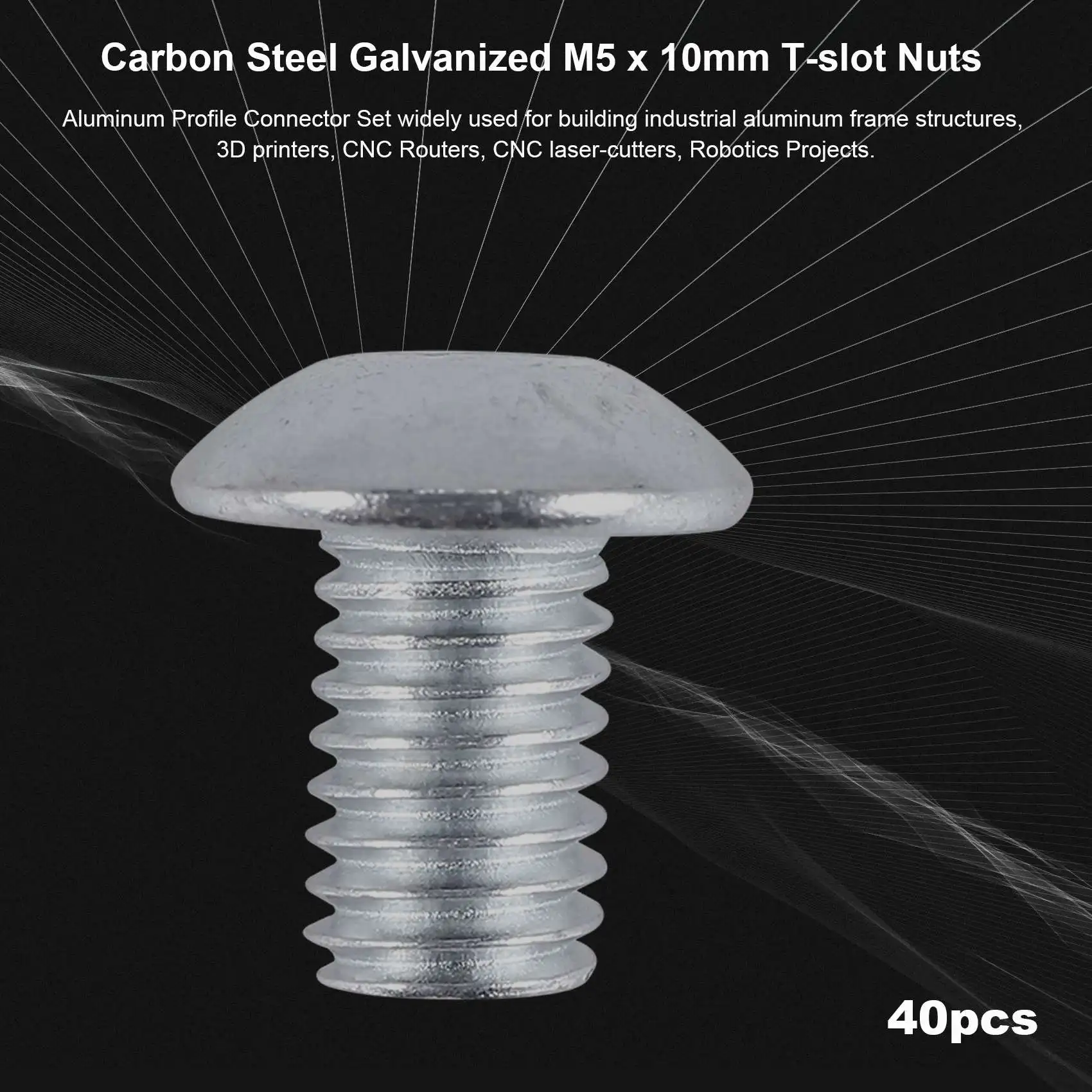2020 Series Aluminum Profile Connector Set, 20pcs Corner Bracket,40pcs M5 x 10mm T-slot Nuts, 40pcs M5x10mm Hex Socket Cap