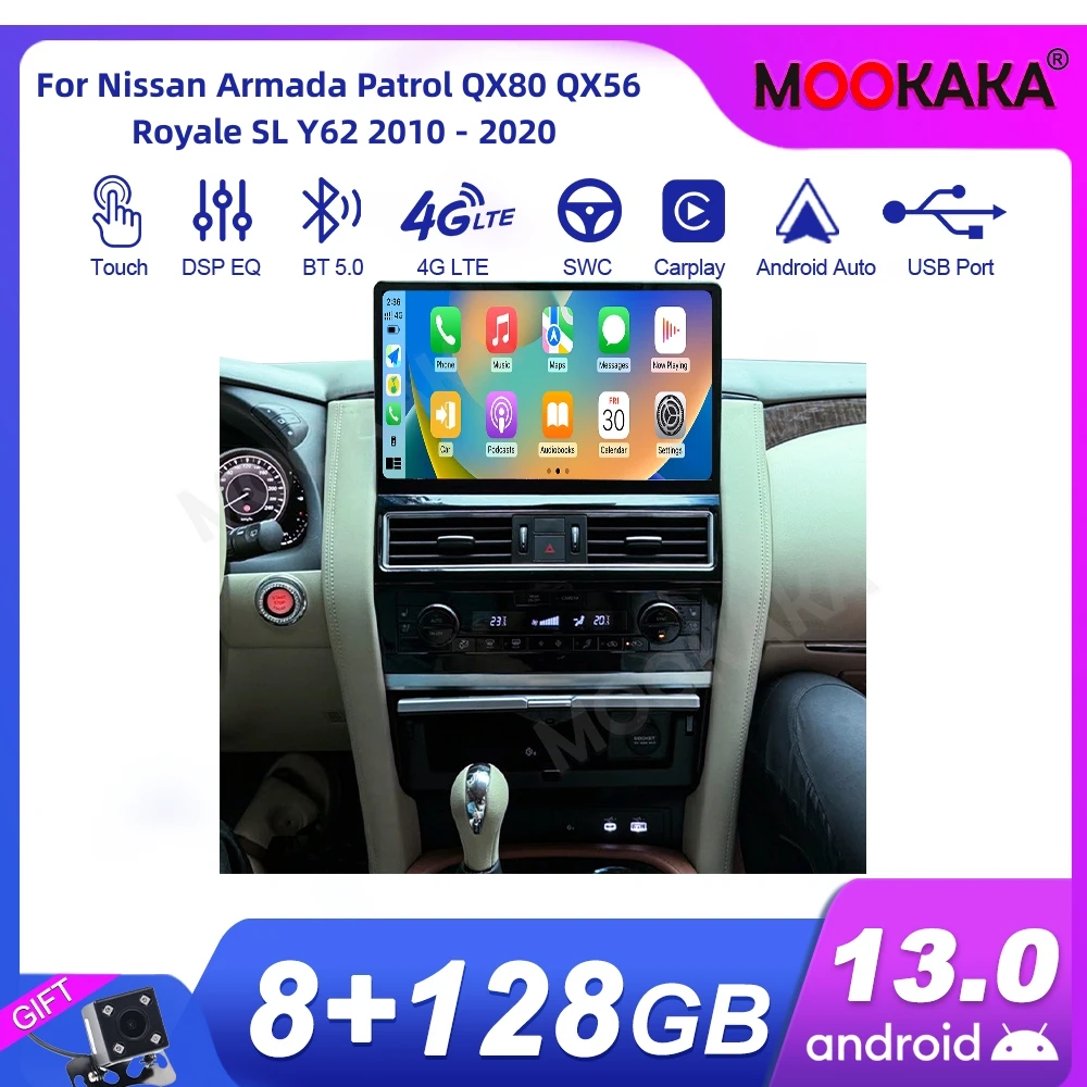 

Для Nissan Armada Patrol QX80 QX56 Royale SL Y62 2010-2020 Android автомобильный радиоприемник 2Din стереоприемник авторадио мультимедийный плеер