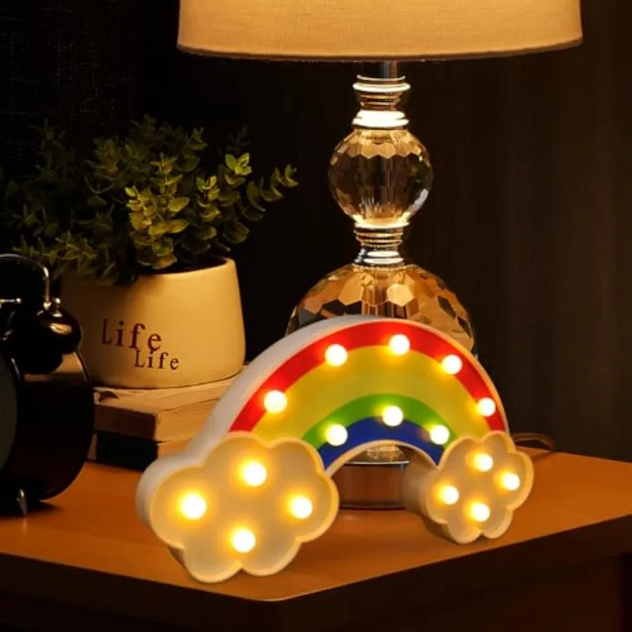 LED Rainbow Desk Light Bedside Lamp Decorative Night Light for Bedroom Table Use, Colorful Atmosphere Lighting for Home and Wed view 6