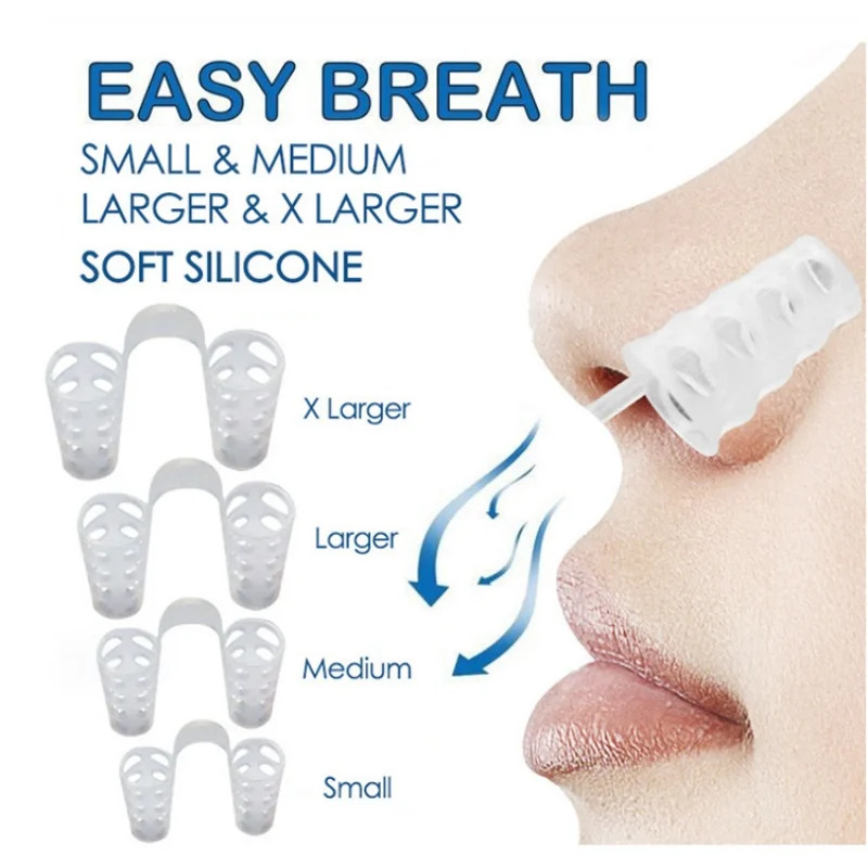 

4PCS Anti Snoring Sleep Nose Clip Snore Stop Aid Nasal Dilators Device Congestion Aid No Strips Cones Sleeping Aid Device