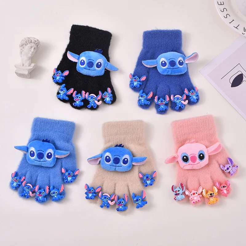 

Cute Stitch Kids Warm Gloves Cartoon Five-Finger Gloves Fashion Boys Girls Winter Mittens Kids Christmas Gifts 4-12Y