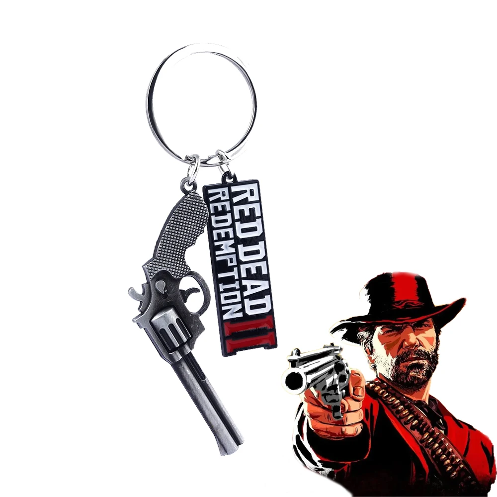 Game Red Dead Redemption 2 Keychain Pendant RDR2 Arthur Morgan Revolver Keyring Fans Gift Cosplay Men Women Backpack Jewelry