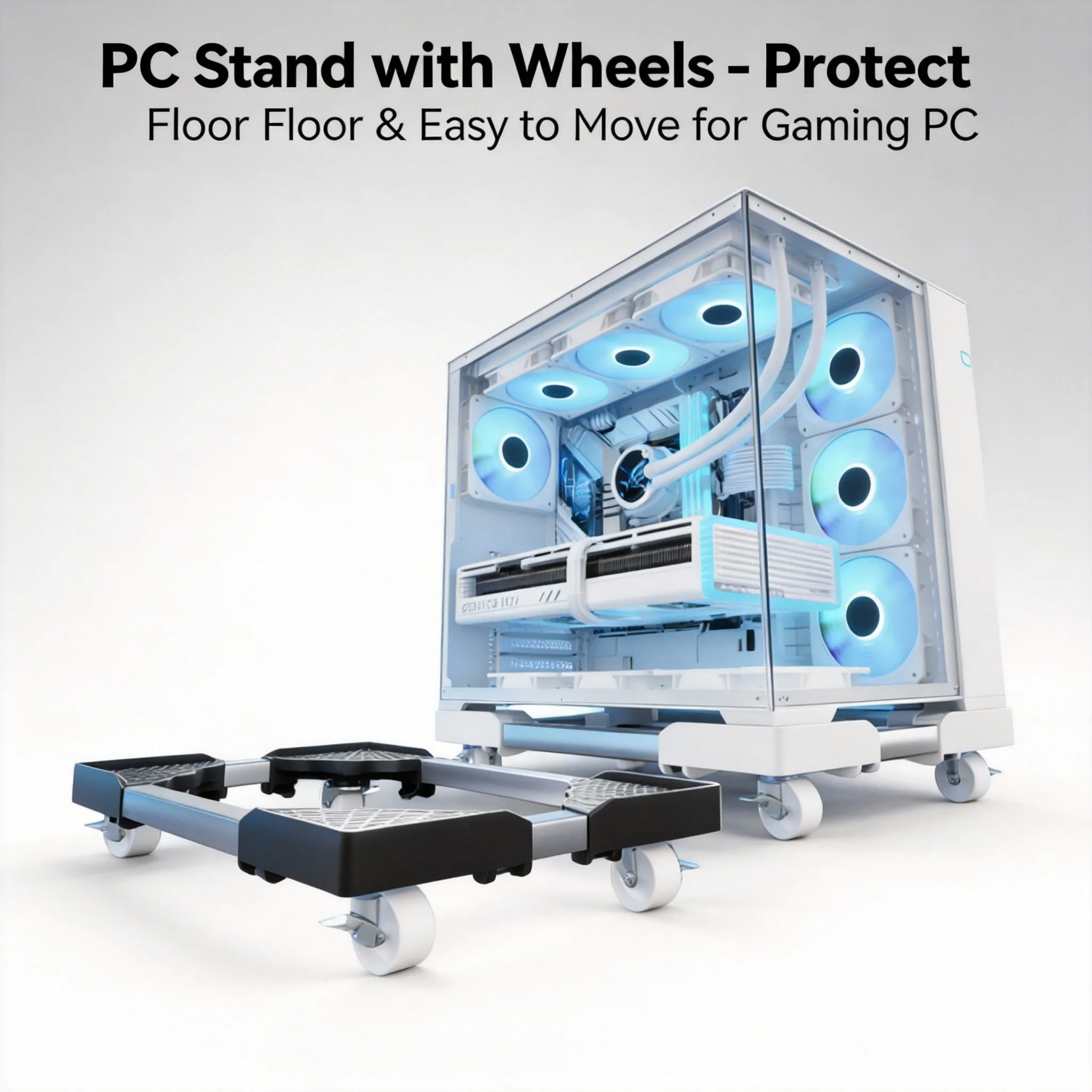 

Регулируемая подставка для ПК с блокируемыми колесиками | Блокирует пыль, предотвращает влажность, улучшает охлаждение | Подходит для всех корпусов Full Tower/Mid Tower