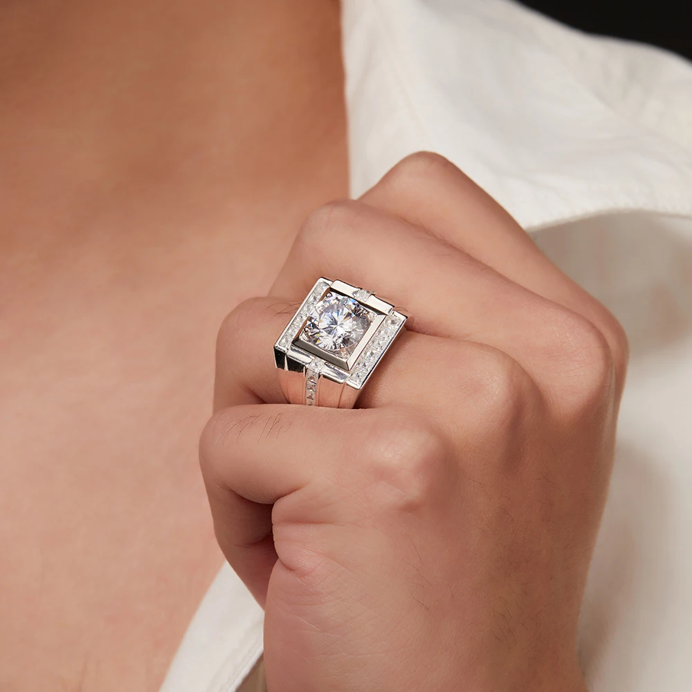 

925 Silver Ring Man Wide Rings Man Fashion Jewelry Gold Moissanite Rings Atmospheric Business Ring For Men Christmas