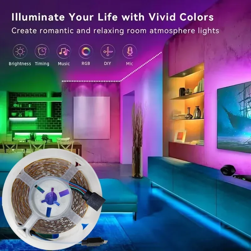 USB Bluetooth Led Strip Lights RGB 5050 1M-10M Infrared Control Luces Luminous Decoration For Living Room Ribbon Christmas Lamp