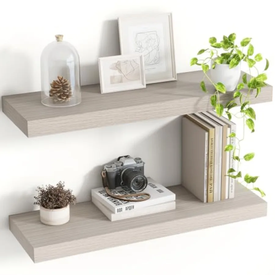 

24 Inch Floating Shelves, 8 Inch Deep Floating Shelves for Wall, Hanging Shelf with Invisible Brackets, Deep Shelves for Bathro