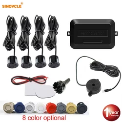 Sinovcle Car Parking Sensor Parktronic 4 Sensors 22 mm With Buzzer Reverse Backup Radar Buzzer System 8 Colors 12V