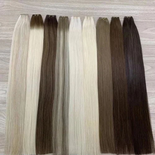 Imagen 2 del producto Extensiones de cabello humano con trama de Vietnam súper completamente dibujada, Color destacado, tejido de pelo liso de hueso, mechones de colores de Piano de colores mezclados