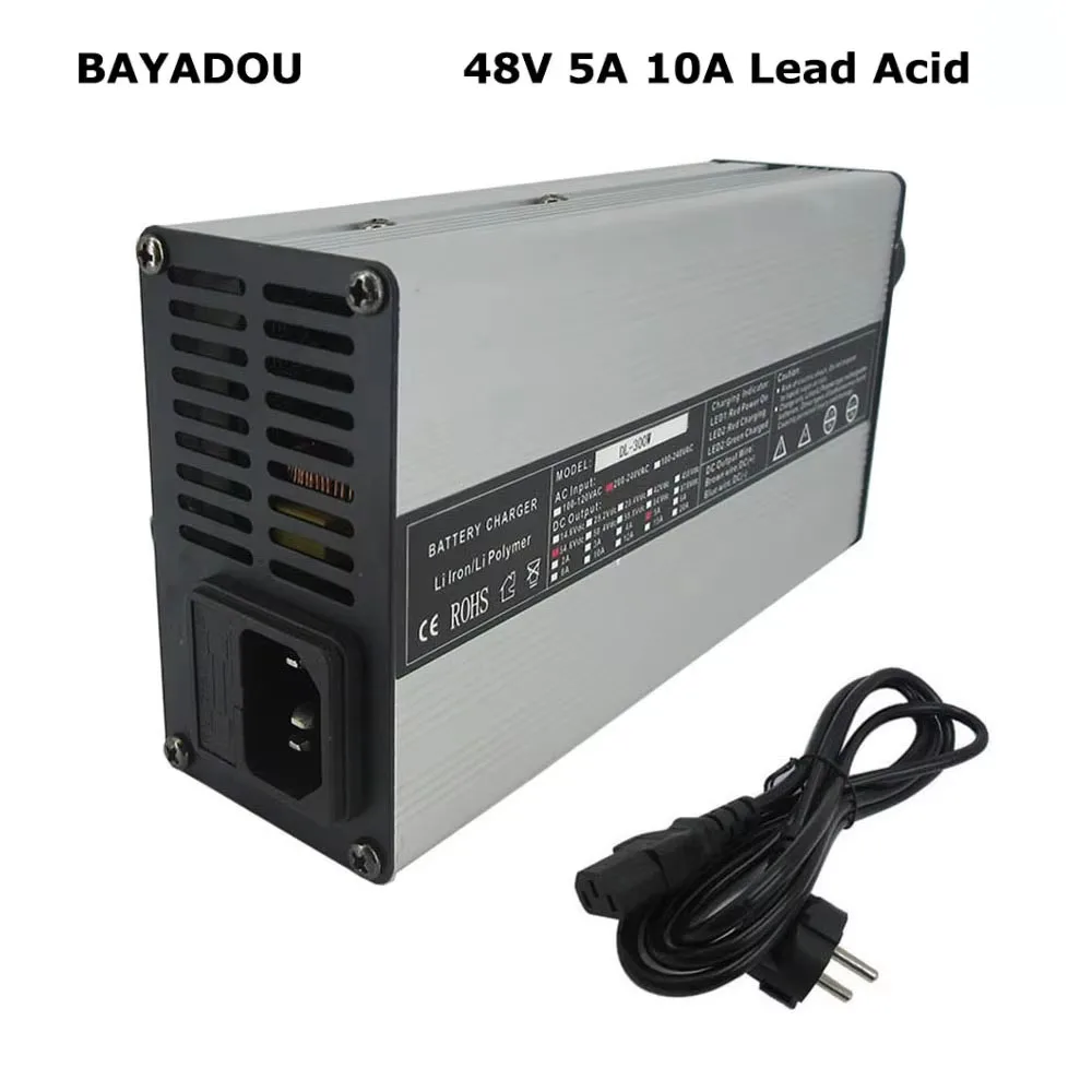 48V 5A 10A Lead Acid Battery Charger 57.6V 48 Volt 50AH 100AH Lead-acid Forklift RV Golf Cart Fast Charger