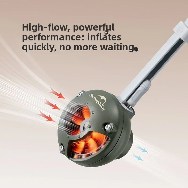 NATUREHIKE Lightweight Air Pump,High-power Outdoor Camping Fast Inflation and Extraction All-in-one Machine