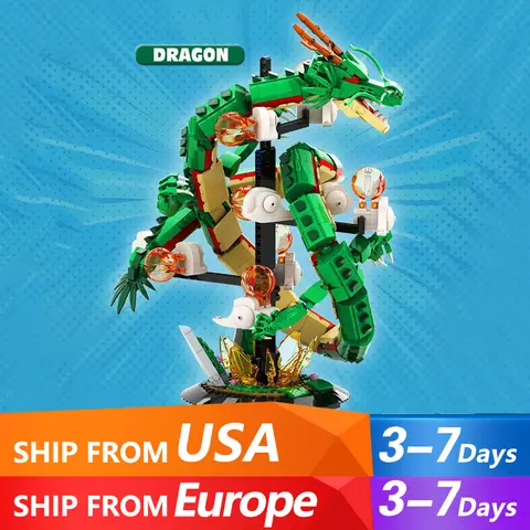 1826 Uds. MOC dragón personaje de Anime japonés ladrillos modelo bolas bloques de construcción colección de ideas juguetes Puzzy regalo para niños