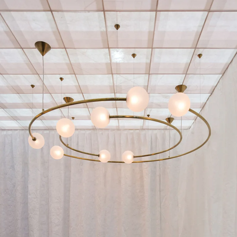 

Nordic postmodern creative personality living room chandelier designer model house circular dining room bedroom lamp