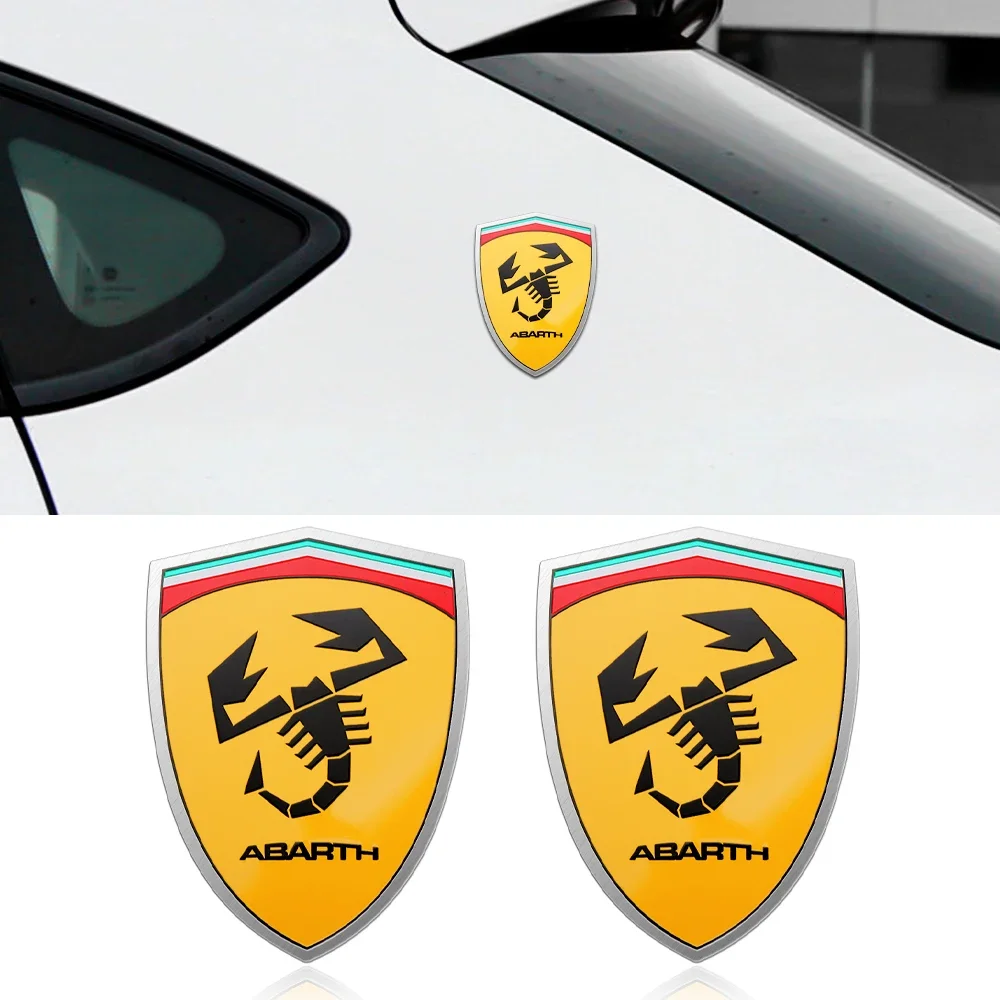 1/2pcs Car Styling 3D Aluminum ABARTH Scorpion Badge Sticker Body Trunk Decoration For Fiat 500 Punto Stilo Ducato Palio Pondo