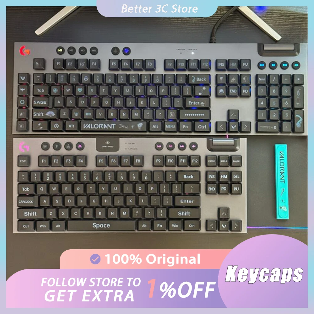 PBT Keyboard mekanis, Keycap Valorant CSGO dipersonalisasi untuk Logitech G913 G913TKL aksesoris Gamer PC di tas