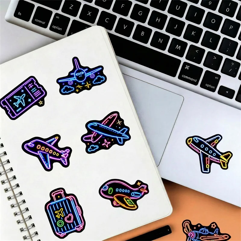 10/30/50PCS Cute Neon Airplane Sticky Sticker Aesthetic DIY Colored Hand Accounting Decoration Scrapbooking Stationery Supplies