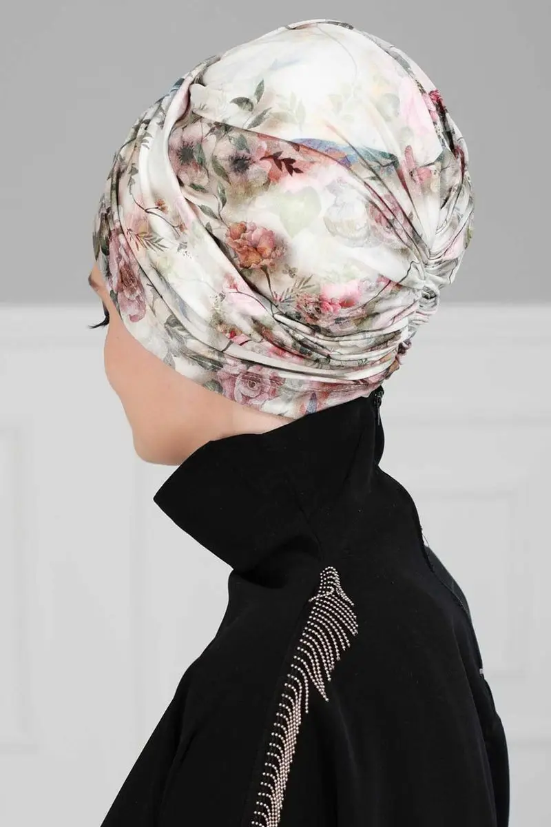 Hijab hueso Oliva estampado