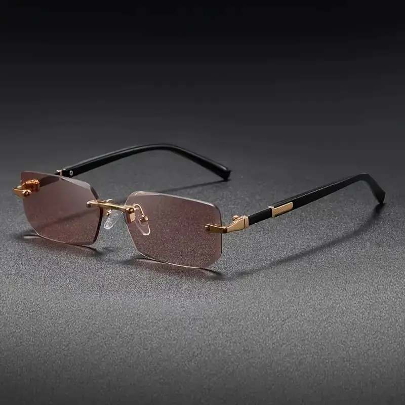 قطعة واحدة من النظارات الشمسية الضيقة بدون إطار للرجال والنساء، بتصميم مستطيل أنيق