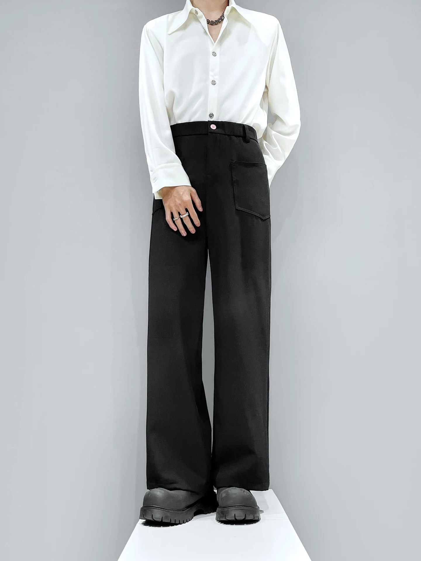 

Original Bla Straight Leg Men's Casual Trousers Korean Sle Versatile Design 3D ket Leisure Long Pants Autumn Faion