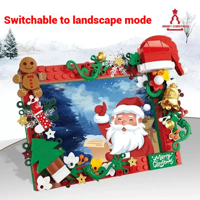 

DIY Santa Claus Photo Frame Building Blocks Set, Children's Christmas Model Assembly Toy Holiday Gift, Christmas Decorations