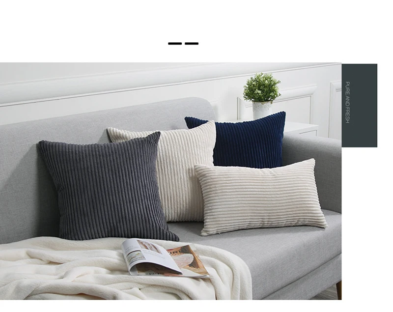 Gestreifter Cord-Kissenbezug, 30 x 50/40/45/50/55/60 cm, weicher, bequemer Dekokissenbezug für Wohnzimmer, Sofa, Heimdekoration – Detail 7