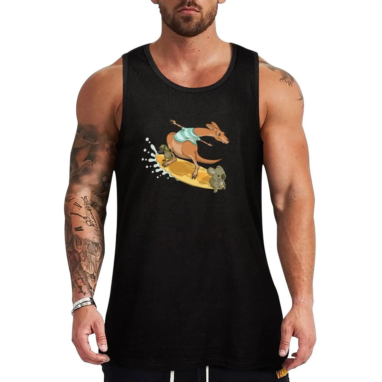 Surfing kangaroo and friends Tank Top bodybuilding for men training weight vest sleeveless shirts