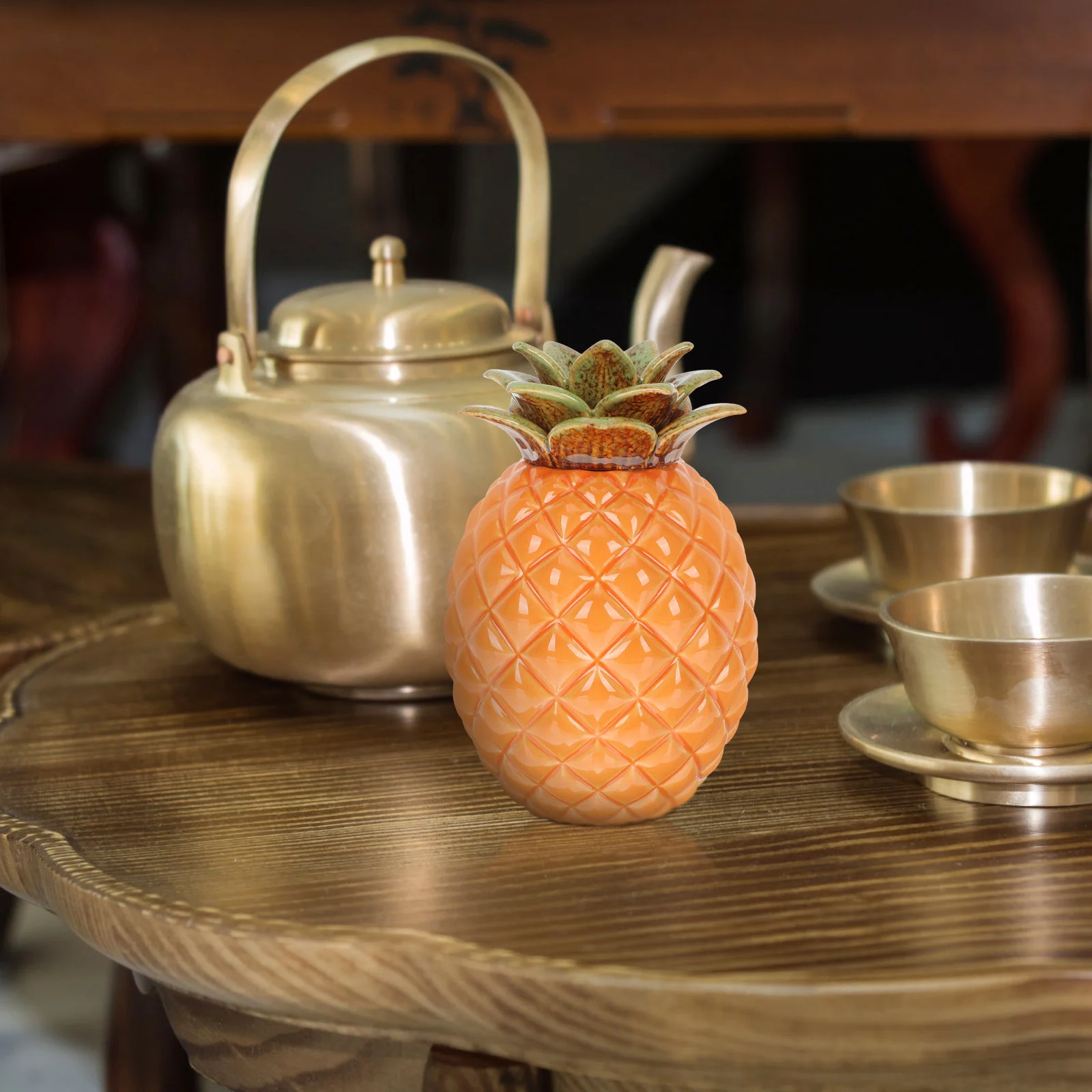 

Ceramic Pineapple Tea Storage Jar Airtight Lid Loose Leaf Tea Holder Candy Jar Ceramic Container Home Sealing Can,