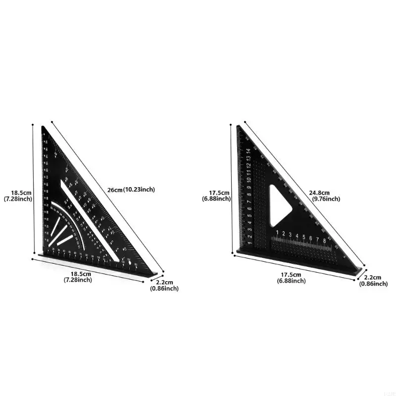 U2JE 7in Multifunctional Square Tool Carpenters Square Metal Triangle Ruler Measuring Tool
