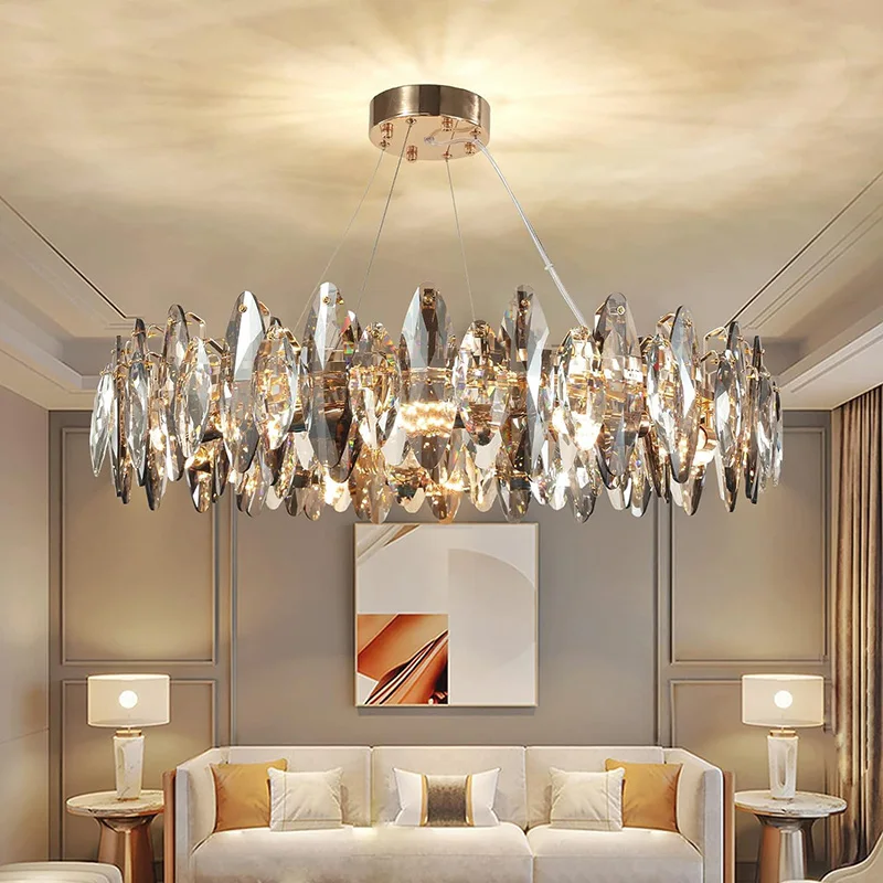 Modern Luxury Crystal Chandelier LED E14 Pendant Light Living Room Dining Room Bedroom Home Decor Indoor Ceiling Hanging Lamp