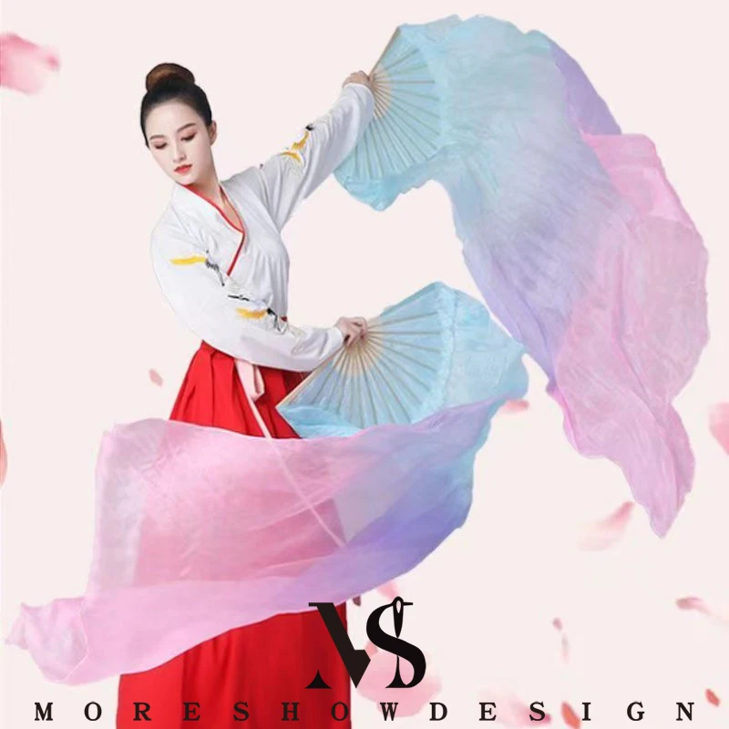 Belly Dance Accessories Gradient Color Fan Real Silk Veil Fans Folding Fan for Women Dance Outfit Accessory Performance Practice