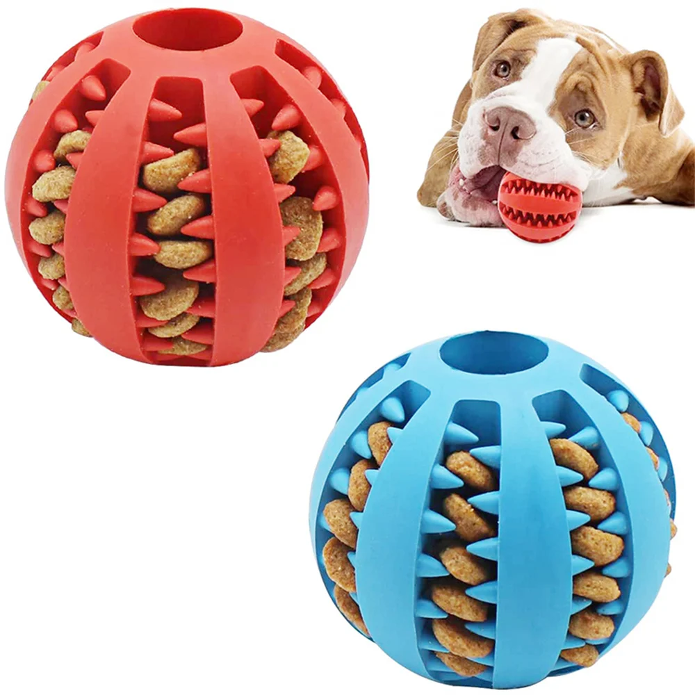 

Dog Ball Toys for Small Dogs Interactive Elasticity Puppy Chew Toy Tooth Cleaning Rubber Food Ball Toy Pet Products