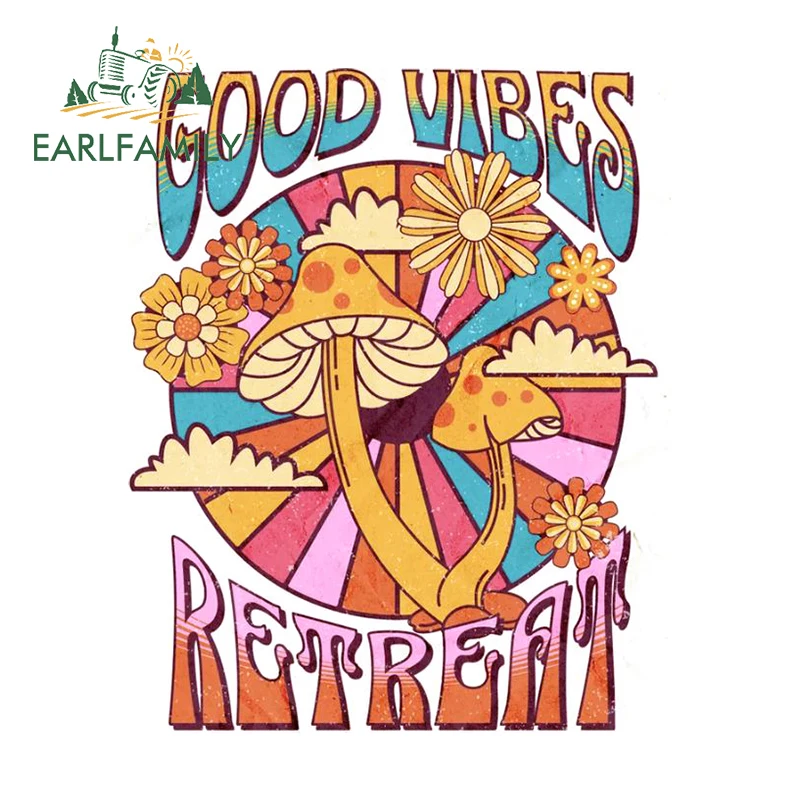 

EARLFAMILY 13cm × 10.7cm for Good Vibes Retreat Creative Car Stickers Interesting Occlusion Scratch Decals Car Styling Windows