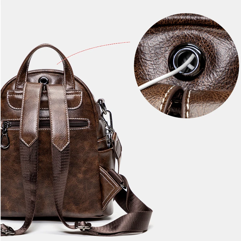 atinfor Brand Anti Theft Vintage Women Small Backpack Soft Leather Purse Casual Shoulder Bag for Ladies