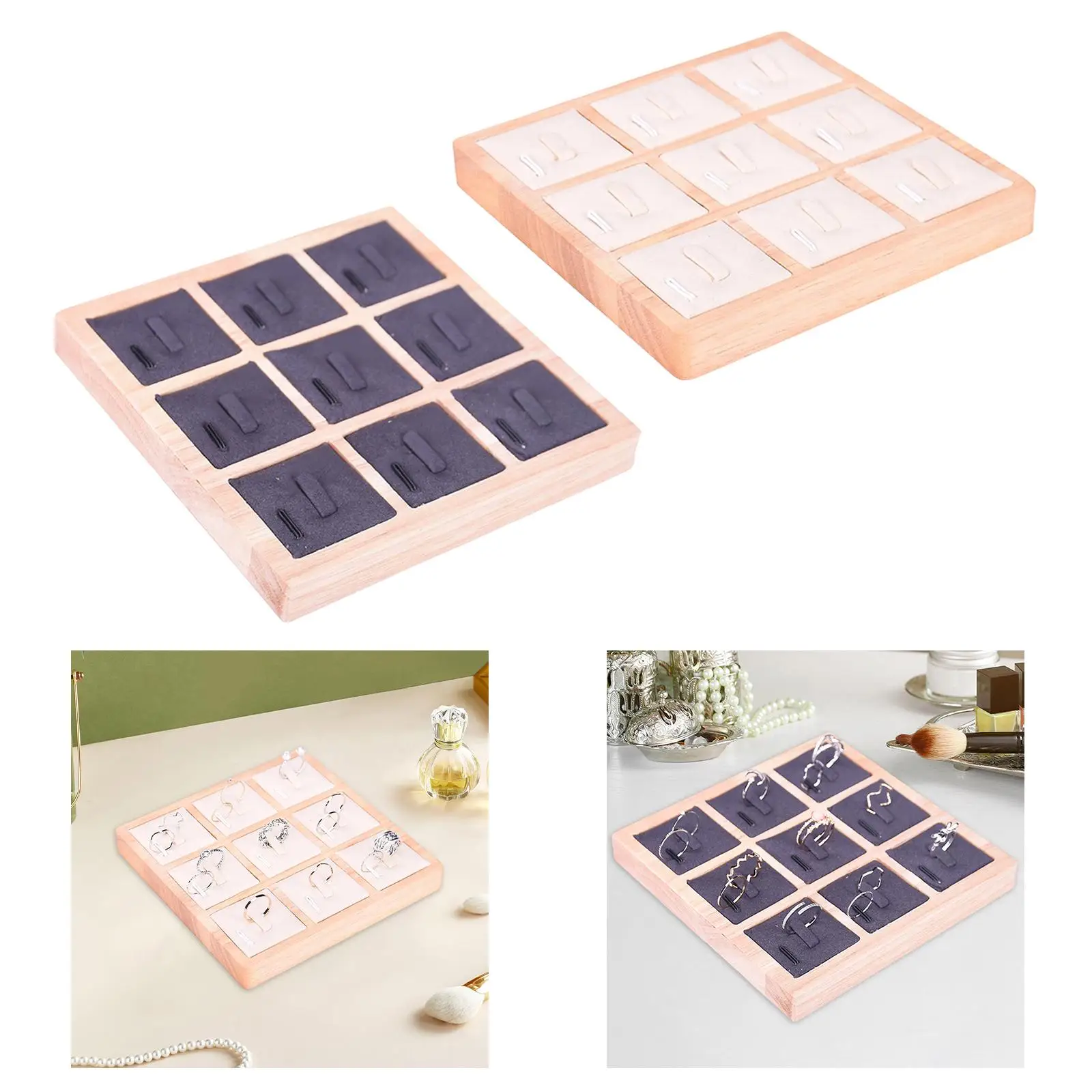 علبة حامل الخواتم منظم سحر منظم المجوهرات الخشبية عرض صندوق تخزين لدرج سطح المكتب مضمد عداد عرض البيع