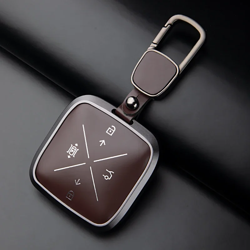 

Подходит для ZEEKR 7X из алюминиевого сплава + конской кожи, чехол для дистанционного ключа автомобиля, доступны различные стили и цвета