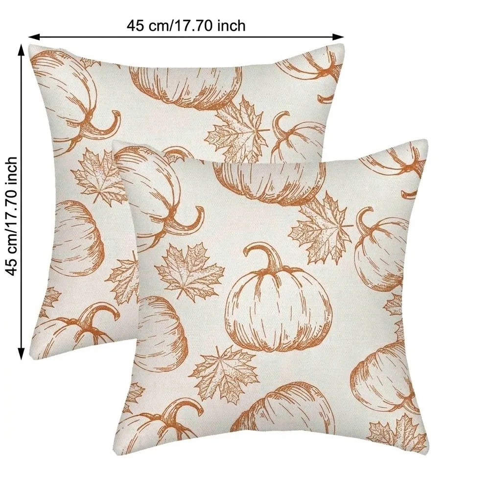 Autumn Home Accent Pumpkin Pillow Cover Linen Fabric Material Charming Visual Appeal Unique Autumn Pillow Cover