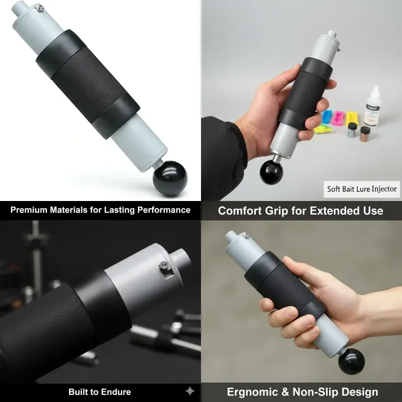 Aluminum (120ml/4oz) for soft plastic bait moulds (5/8 inch) with locking nozzle, DIY soft bait making tool