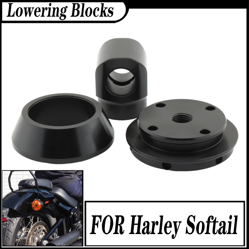 FOR Harley Softail FLS FXBB FXLRS Street Bob Low Rider S Slim Rear Lowering Links Blocks Kit 026716 B Aluminum Black 2018-2024
