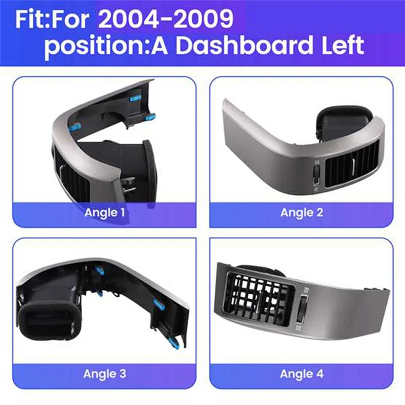 

4Pcs Car Front Dashboard Vent Panel Air Conditioner Outlet Frame A/C Dashs Vents Plate For Toyota Prius 2004-2009-M53K