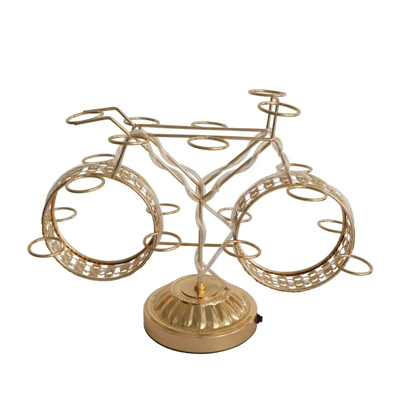 Bar KTV Cocktail Bullet Mug Metal Tricycle Bike Creative LED Rechargeable Luminous Cup Holder