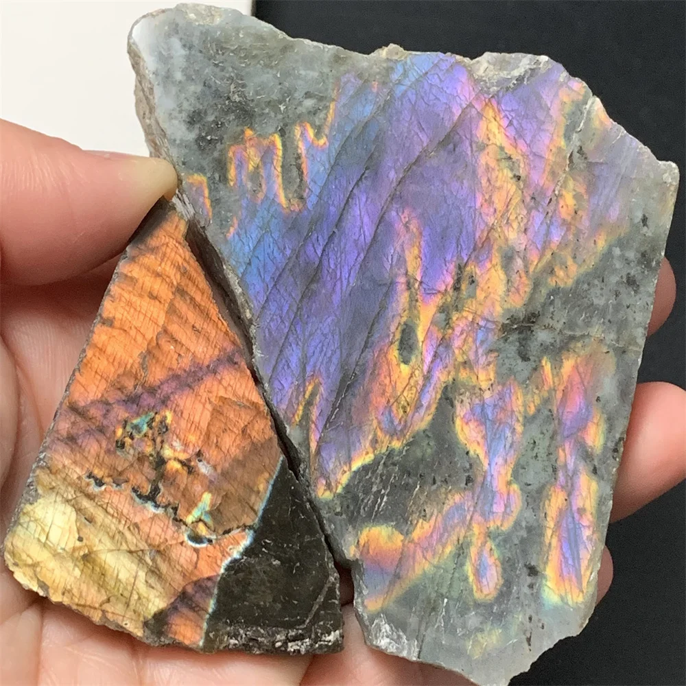 Rough Back Sliced Natural Pink Purple Orange Light Labrador Stone Pets Specimens Blue Green Yellow Light Labradorite Ornaments